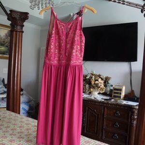 Magenta Juniors Pink Lace Midi Dress